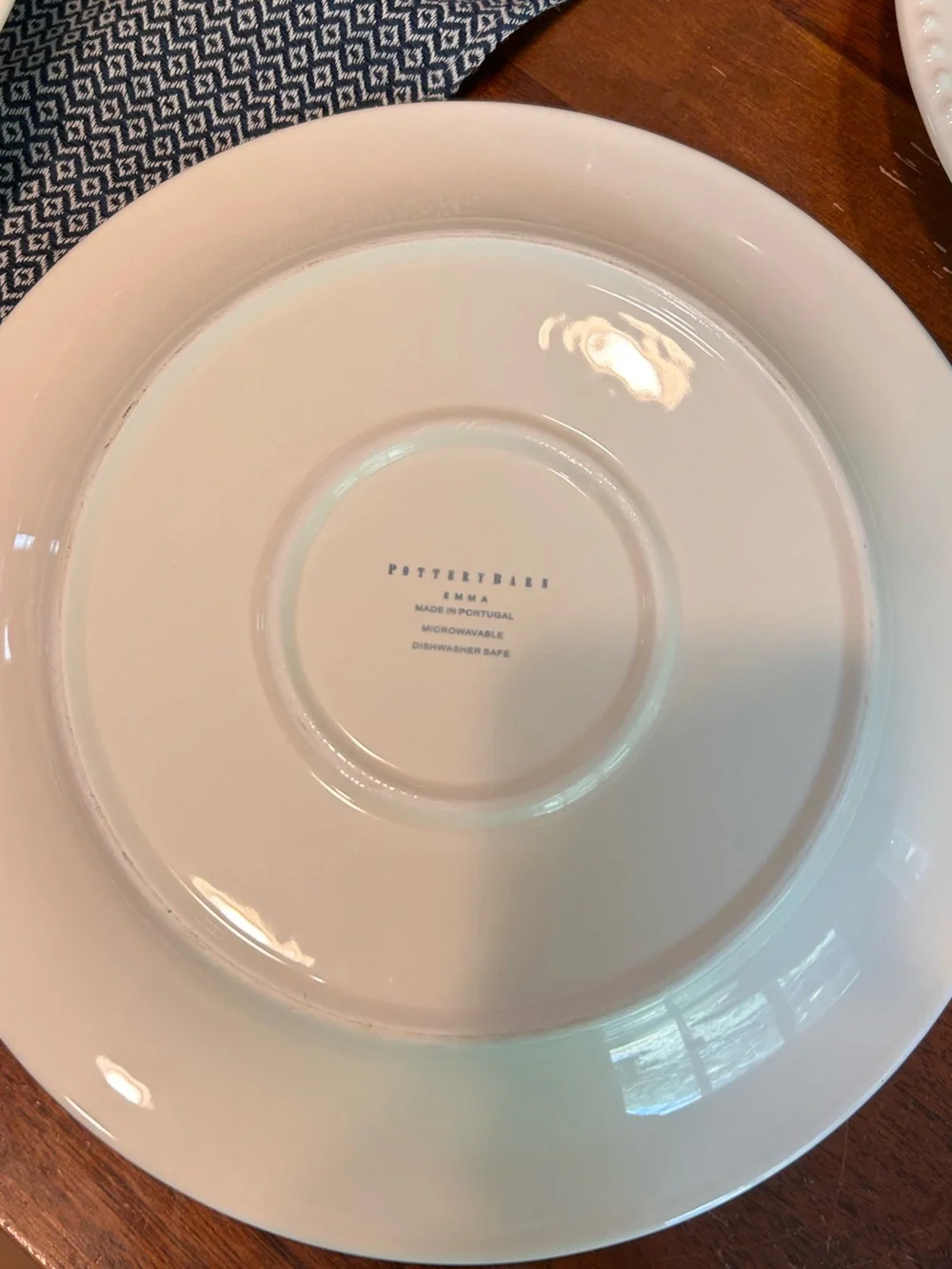 Pottery Barn Emma Stoneware Cream Beaded Rim Dinner Plates Soup Bowls